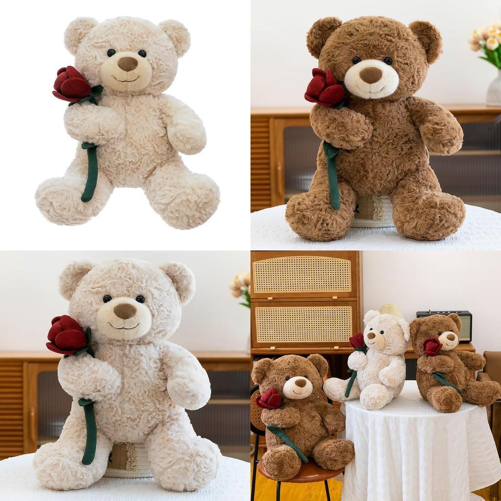 Bear Doll Teddy Plush Toy With Roses Decorate For Birthday Presents And Collect