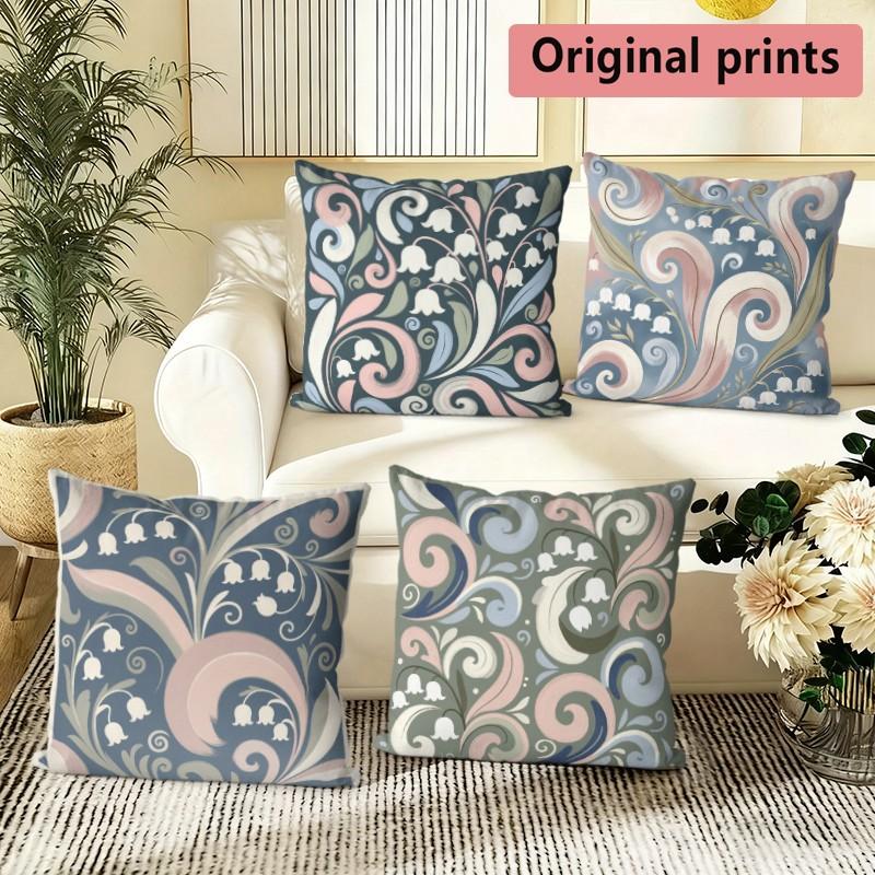Vintage Floral Scroll Throw Pillow Covers Pattern Cushion Cover Suitable for Sofa Bedroom Car Pillow Cover