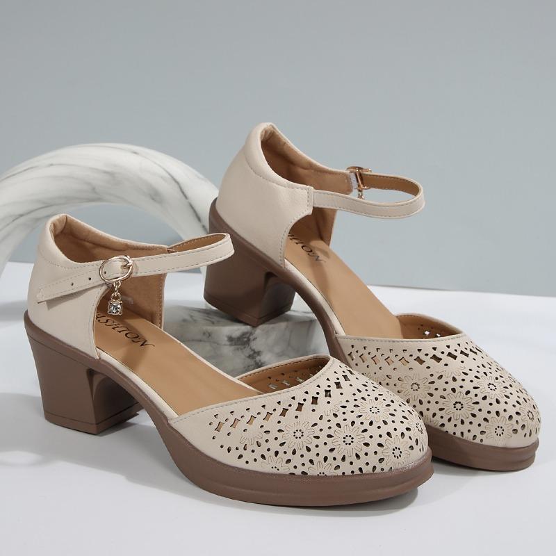 European and American Fashion Foreign Trade Large Size High Heel Strap Sandals Women's Cross-border New Summer Baotou Block Heel Sandals