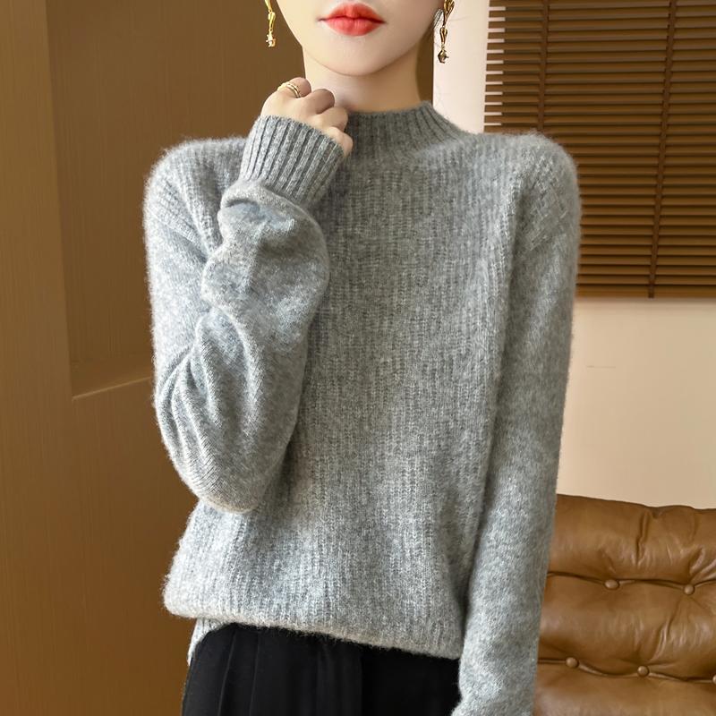 Women's Cashmere Sweater Qinghe Cashmere 30% Cashmere 70% Wool Women's Autumn and Winter Thick Cashmere Pullover Soft and Warm