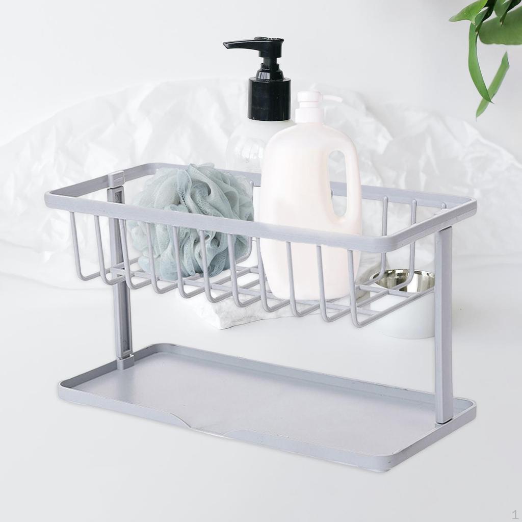 Kitchen Sponge Holder with Drain Tray Drainer Dish Rack for Sink