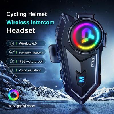 P30 Bezdrátový JL6.0 Headset pro Motocyklovou Helmu Hudební Interkom Cyklistický Bluetooth Headset Vodotěsný S Barevným RGB Osvětlením Bezdrátové Headsety