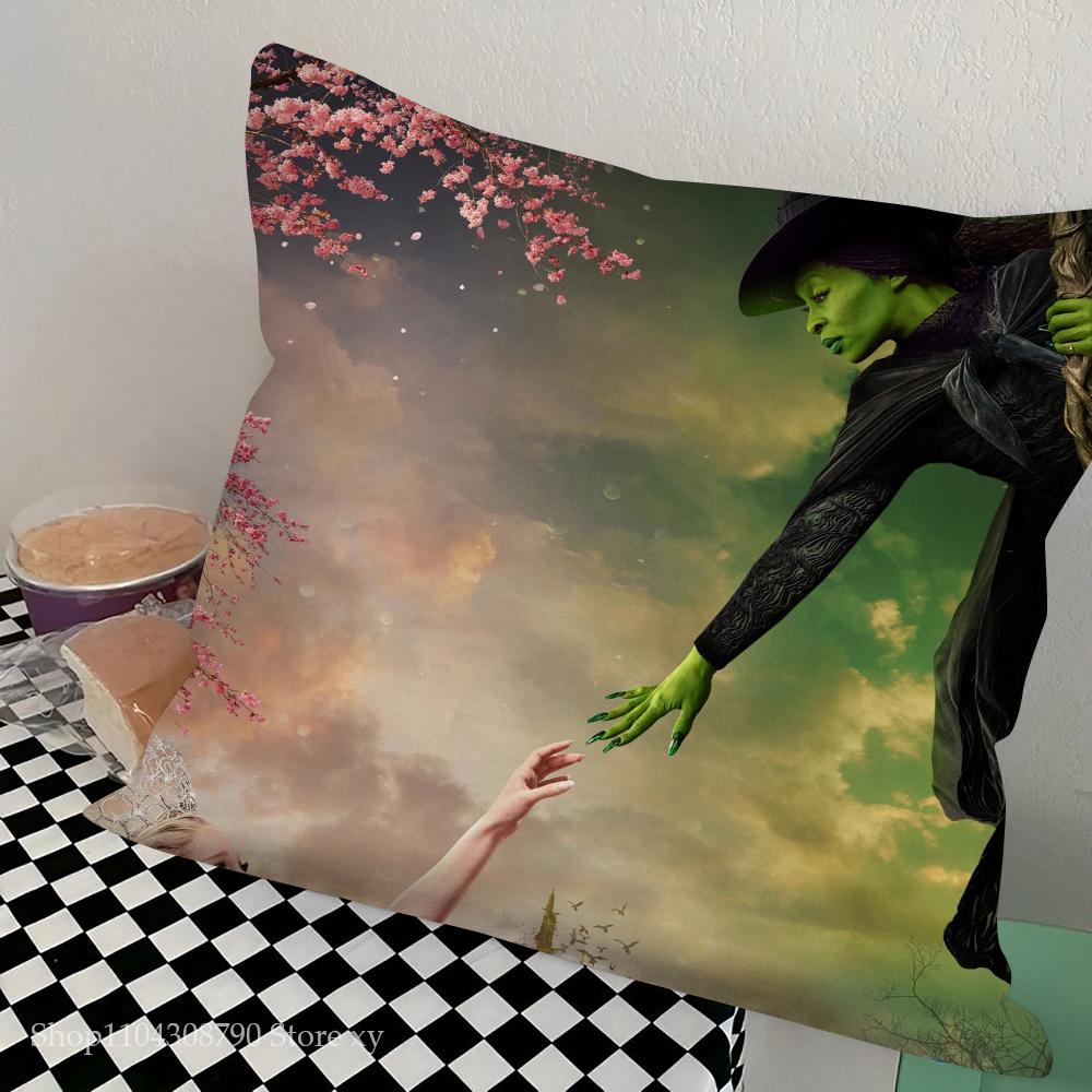 W-Wicked Part One Movie B Pillow Case Square Pillow Bedroom Sofa Leisure Comfort Cushion Car Living Room Home Decoration
