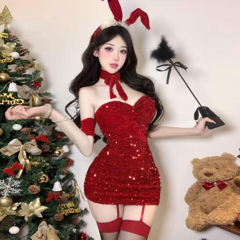 Lingerie Sexy Bunny Cosplay Velvet Christmas Robe Cross Party New Dress