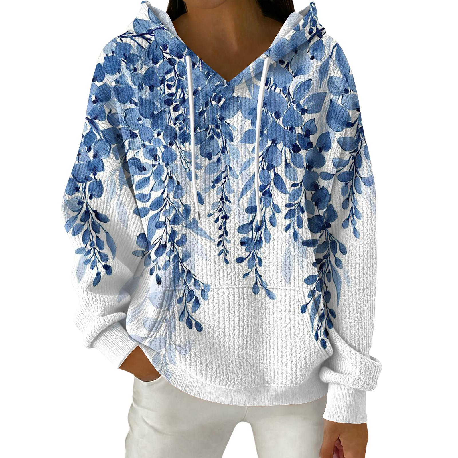 

Женский модный повседневный пуловер с цветочным принтом, толстовка с капюшоном и длинными рукавами XL