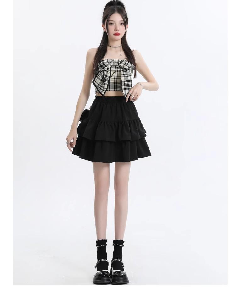 Women's Summer Ballet-Style High-Waisted Ruffled Mini Skirt