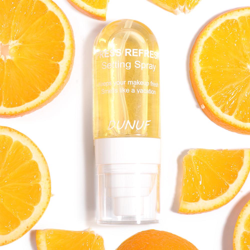DUNUF Fruit-Flavored Setting Spray, 55ml: Long-Lasting, Hydrating, Fine Mist, Moisturizing, Fade-Resistant. оранжевый