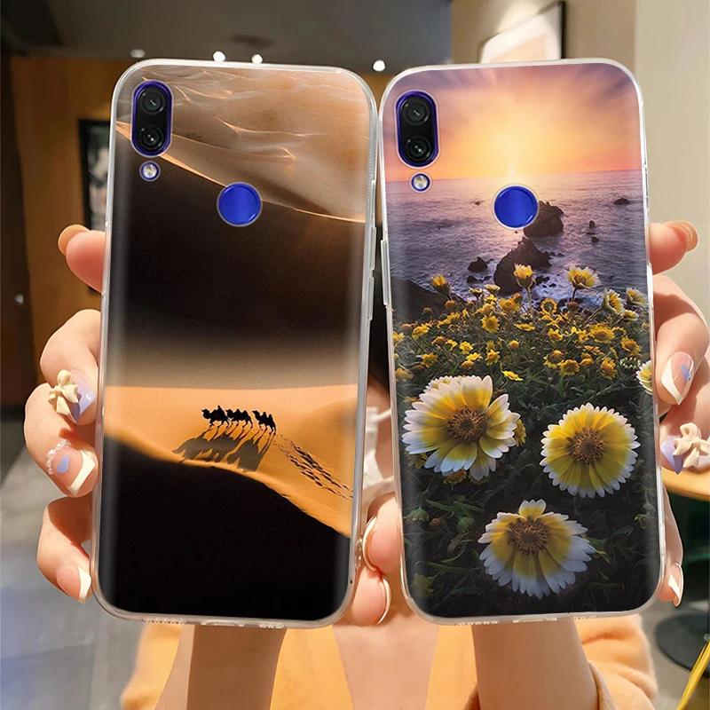 Soft Case For Xiaomi Redmi Note 7 Cover Flowers Soft TPU Silicone Phone Cases on Redmi Note7 Pro Protective Back Cover Fundas