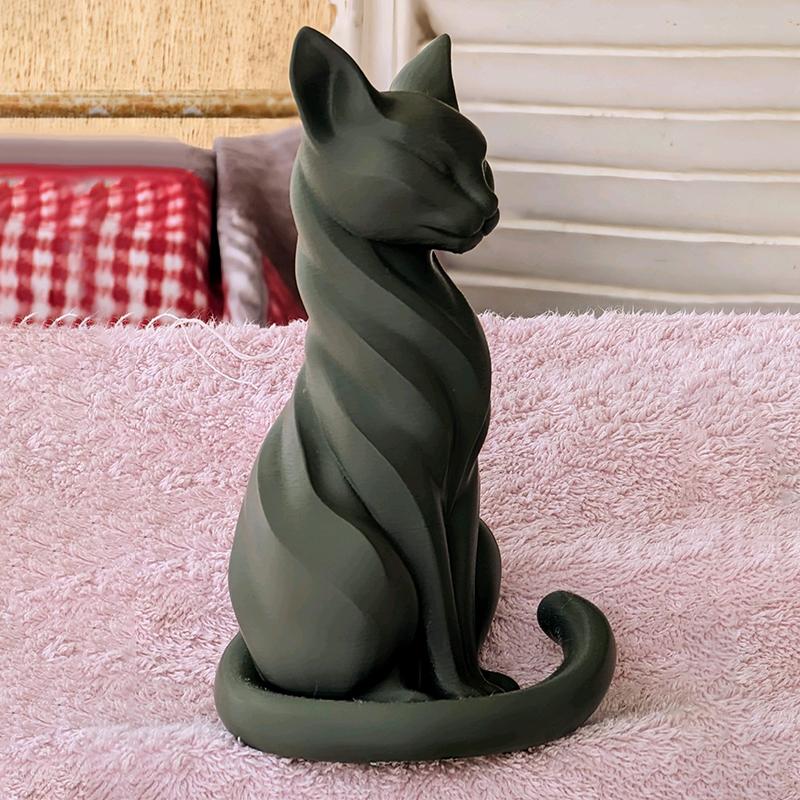 Elegante Escultura de Gato con Rayas Figura de Gato Decoración para el Hogar Interior/Exterior Encantadora Estatua de Gato Adorno para Escritorios Estanterías