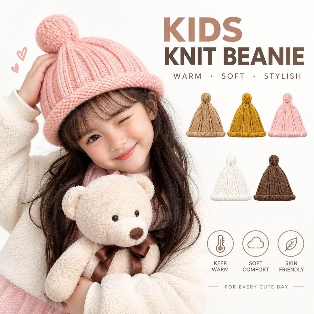 Solid Color Baby Winter Cap Pointed Top Kids Pullover Hats Soft Warm Knitted Hat Winter