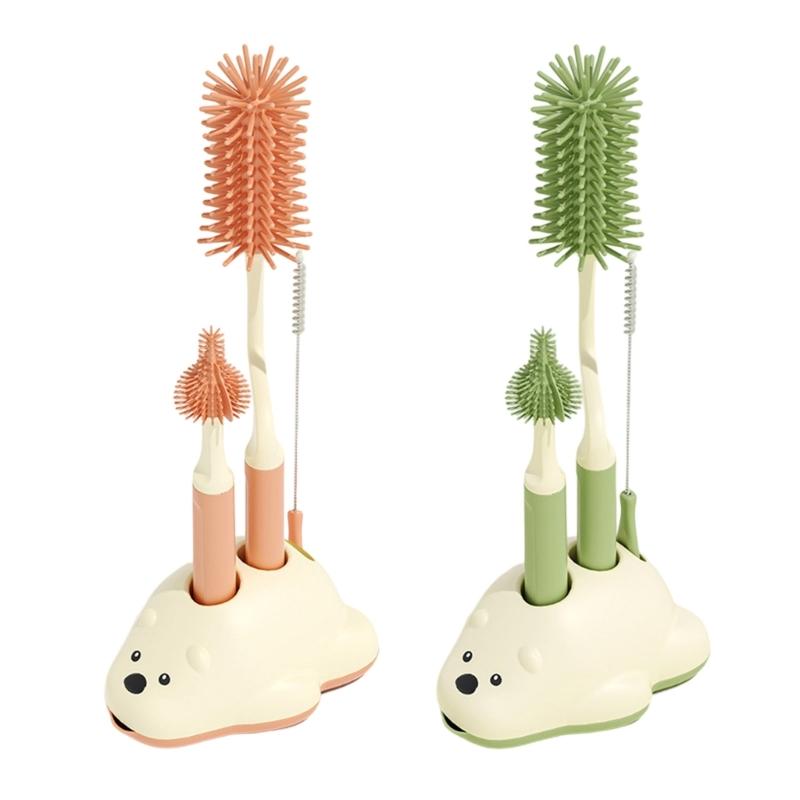 4PCS Silicone Bottle Cleaning Brushes Kit Heat Resistant Nipple Brushes For Newborn Care Essential