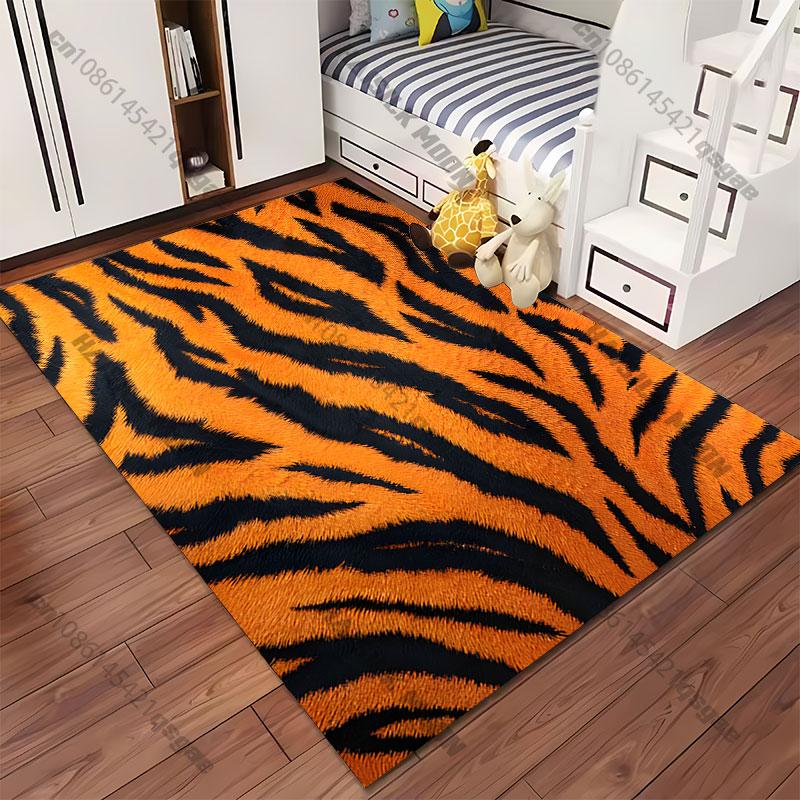 Orange and black tiger stripes carpet Yoga living room room decor children's crawling mat doormat area rug games mat