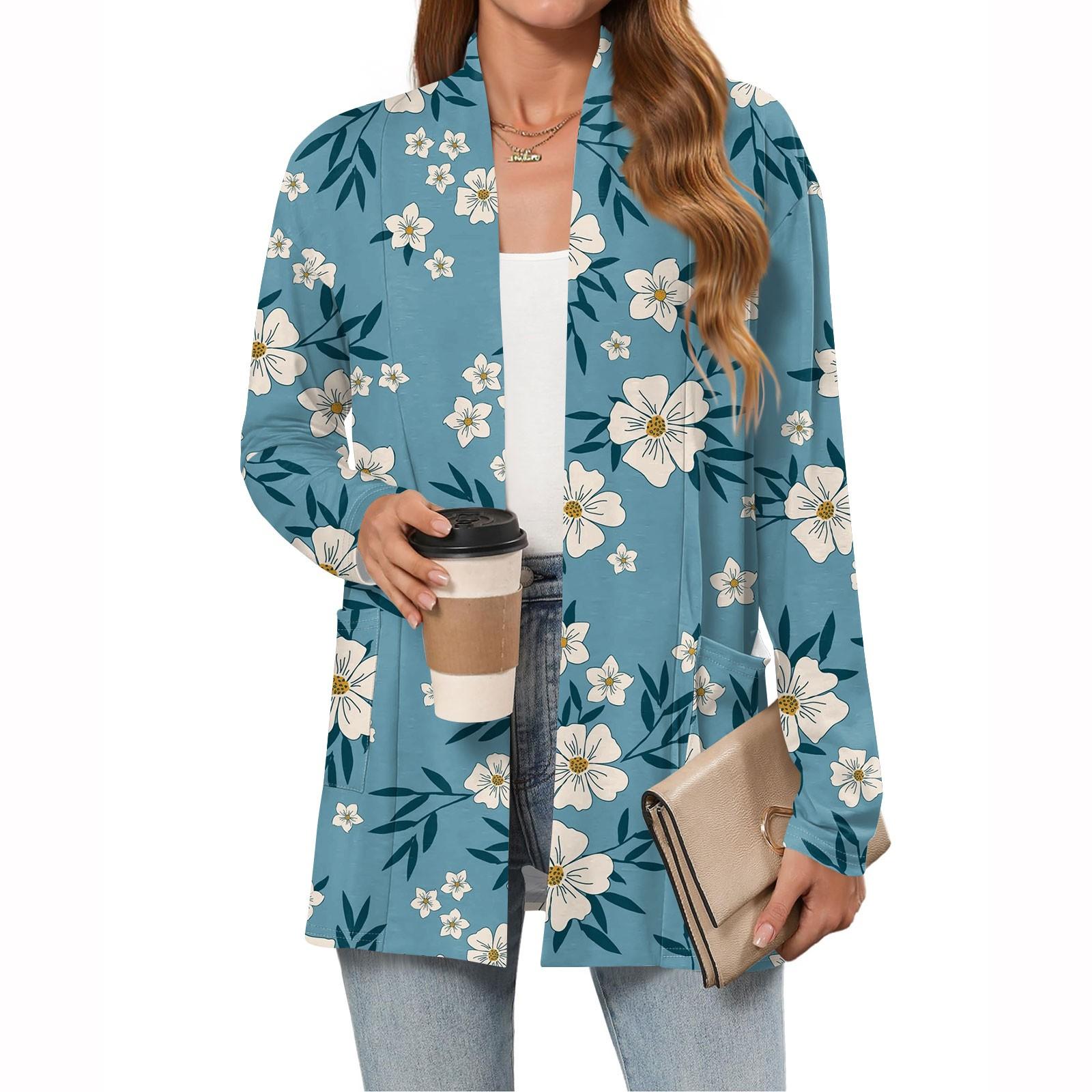 

Женский модный повседневный кардиган с длинным рукавом, тонкий свободный кардиган-жакет с карманами XL