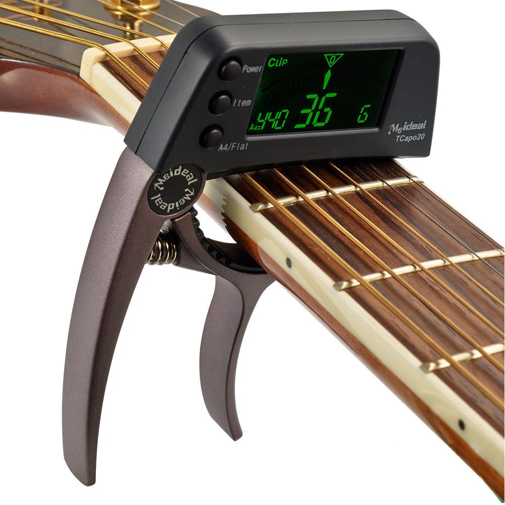 2-IN-1 Capo for Acoustic Guitar with Auto Tuner Instrument Quick Change Clip Lock On Folk Electric Guitar Bass Ukulele Chromatic