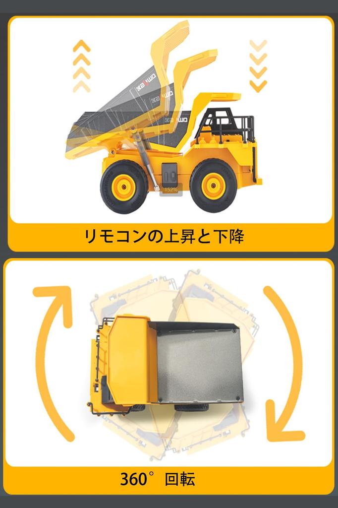 124 Scale RC Dump Truck, Engineering Vehicle, 2.4GHz, 360° Rotating LED Light, Alloy Reinforced, for Kids, Indoor Play, Birthday Gift for Boys, Gift