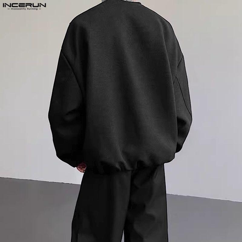 INCERUN Oversized Men Long Sleeve One Button Casual Loose Cardigan Thin Kimono Tops