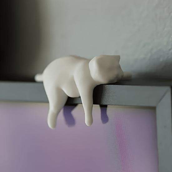 3D Printed Cat Model, Lying Cat Figurine Desk Edge Hanging, Resin Matte Texture Desktop Ornament, Creative Gift for Cat Lovers