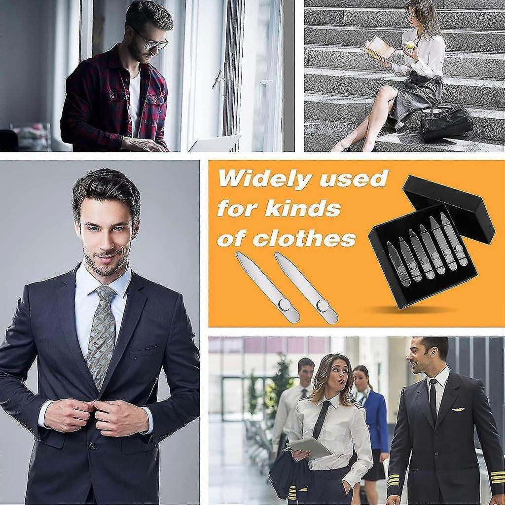 3 Pairs Of Stainless Steel Collar Reinforcement, Collar Stay Shirt Collar