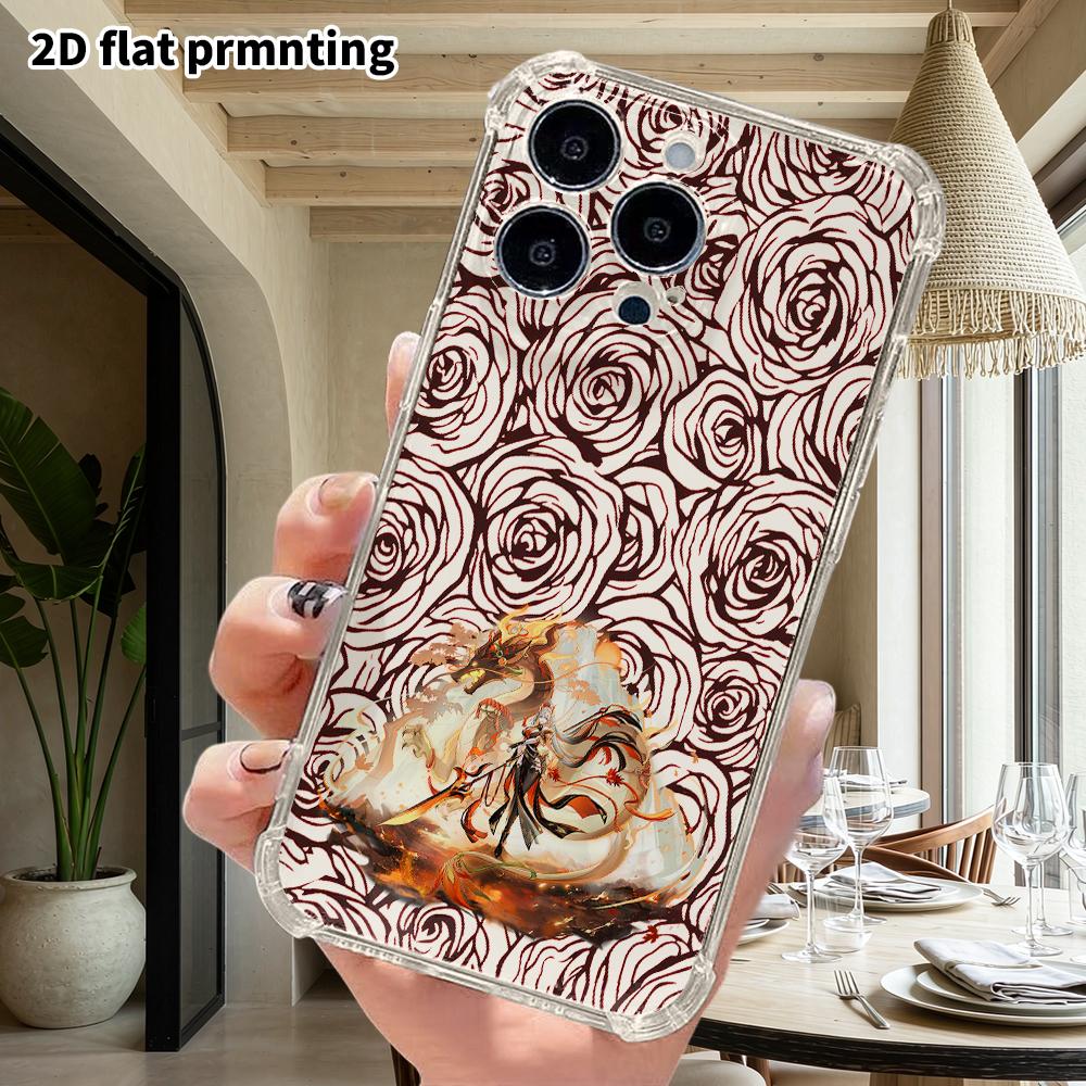 Phone Case: 2D Flat, Suitable for iPhone 18 17 16 15 14 13 Pro, Transparent with Corner Protection, Featuring Ancient Dragon Girl, Christmas and Hallo