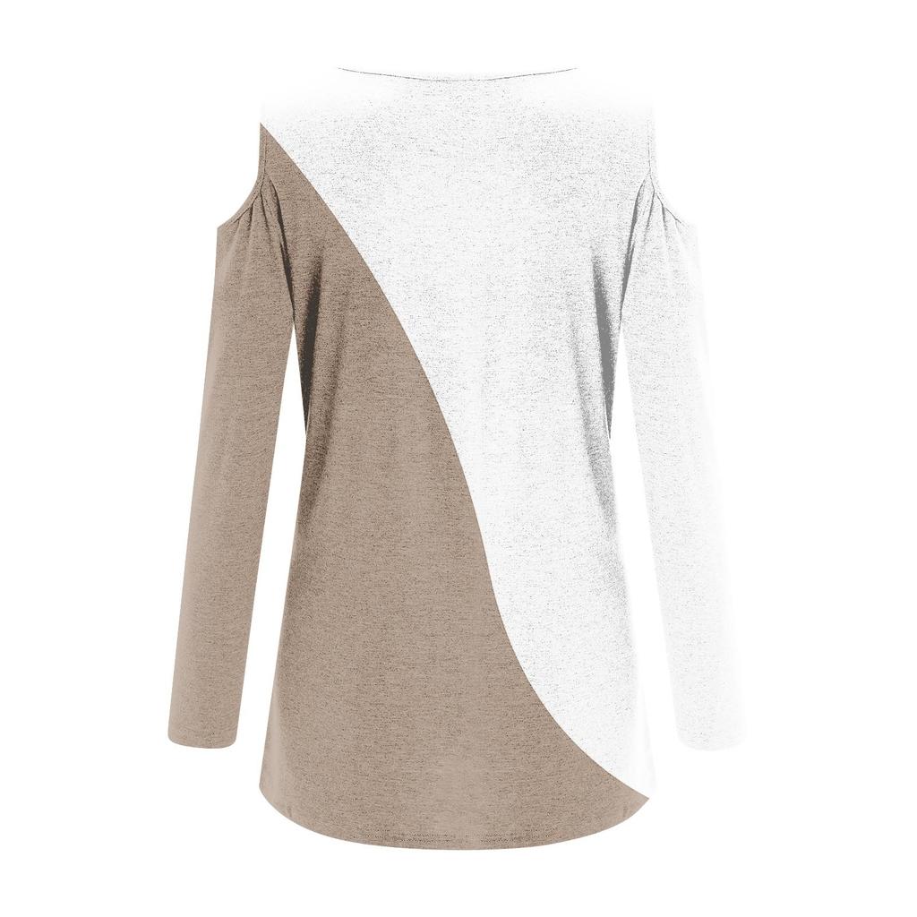 Women's Shirt Blouse Fashion Casual V Neck Print Sexy Off-the-shoulder Long Sleeve Tops
