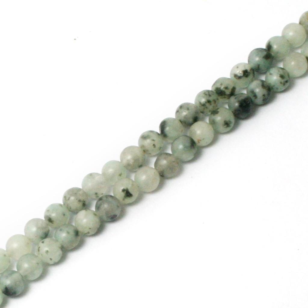 Natural Stone Smooth Tian Shan Round Loose Beads For Jewelry Making Green Black Dot Semiprecious DIY 4-10mm Bracelet Accessories