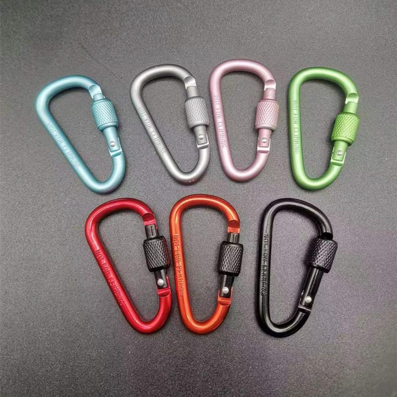 Outdoor Aluminum D Shape Locking Carabiner Keychain Backpack Clip Rope Hook for Camping Hiking Gear Accessories