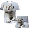 Neonati maschi Abbigliamento Animali gatto 3D T-shirt Set Estate Bambini Abbigliamento casual Set di cartoni animati per ragazzi Ragazze 1-14 anni Vestito per bambini