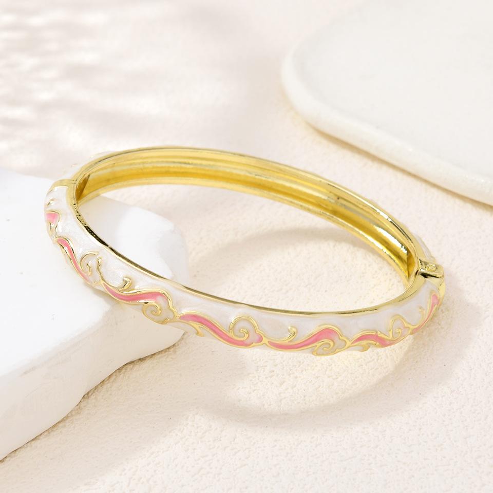 Retro Style Colorful Oil Drip Design Enamel Bracelet