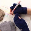 Women's Winter Plush Gloves: Fleece-Lined, Korean Style, Touchscreen, Half-Finger Cycling Gloves