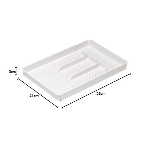 Belca CT-LW Plateau à couverts extensible, Grand, 21 cm de large x 32-50 cm de profondeur x 3 cm de haut, Blanc, Type coulissant