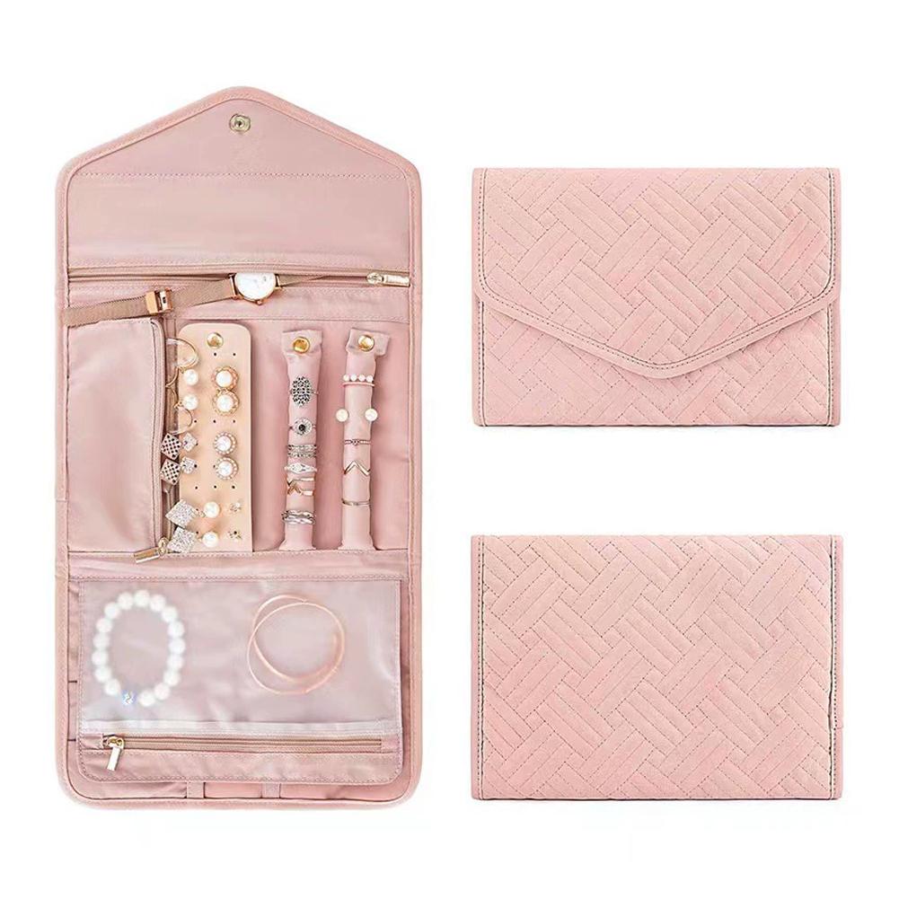 Foldable Travel Jewelry Bag Portable Necklace Earrings Rings Case Organizer Jewelry Storage Bag For Girls Journey Essentials