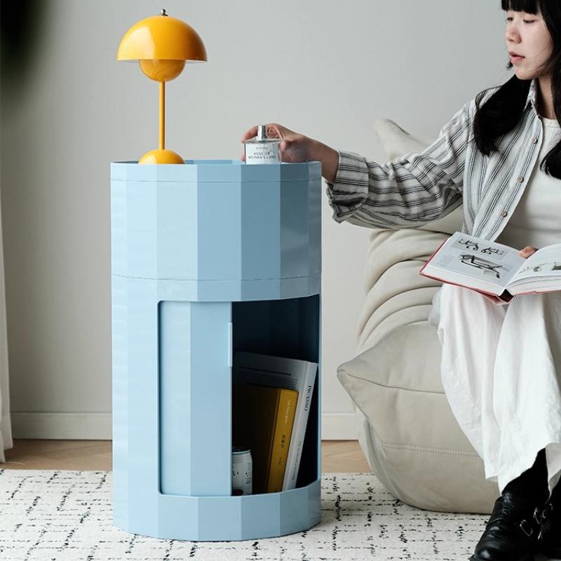 Modern Minimalist Multi-Function Bedside Cabinet, Vintage Mobile Side Table, Large Capacity Storage Box, Snack Organizer