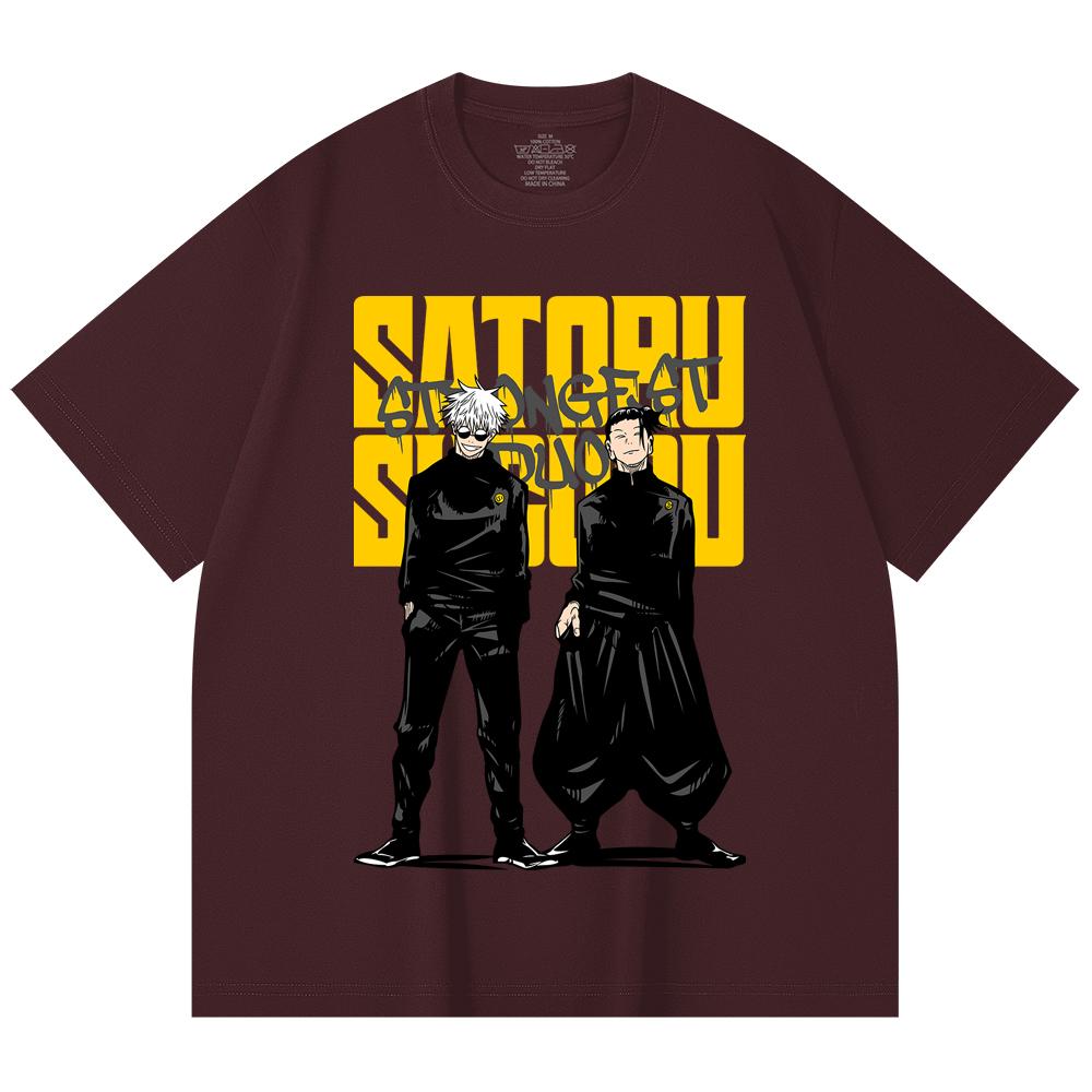 

230 Gsm 100% Cotton Jujutsu Kaisen V44 Gojo Geto Print Unisex Heavy Cotton T Shirt 2XL