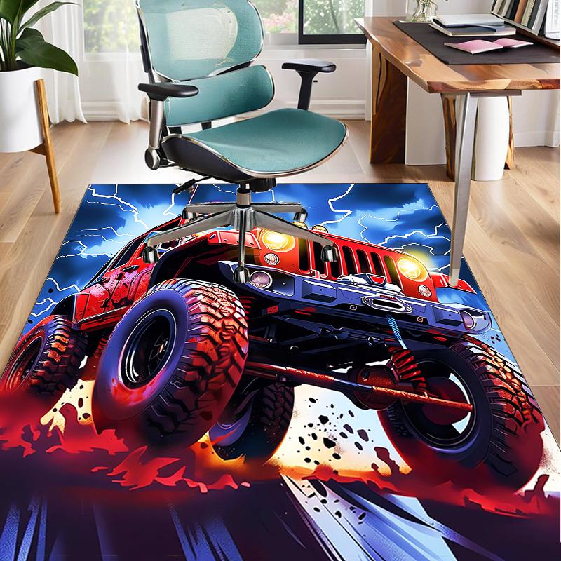 Nighttime Truck Drive Office Rug Chair Mat, Game Carpet, Suitable for Front Door, Bedroom, Living Room, Desk, Holiday Gift