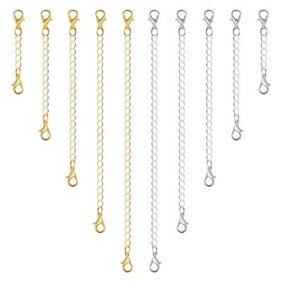 10 Pezzi Estensori per Collana Oro Argento Bracciale Cavigliera Catene di Estensione con Moschettoni e Chiusure 5/7/10/12/15cm