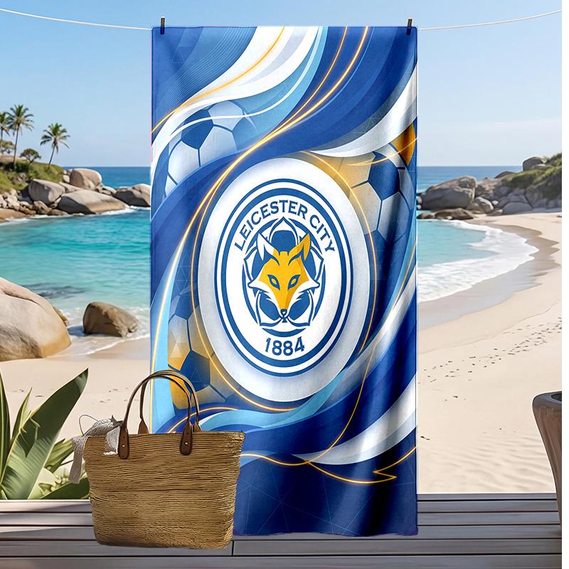 Asciugamano da Spiaggia con Stampa del Leicester City Football, Asciugamano Grande Morbido ad Asciugatura Rapida per Spiaggia Campeggio Nuoto