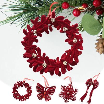 Christmas Decoration Red Plush Deer Pendant Christmas Tree Decoration Hanging Display Window Decoration