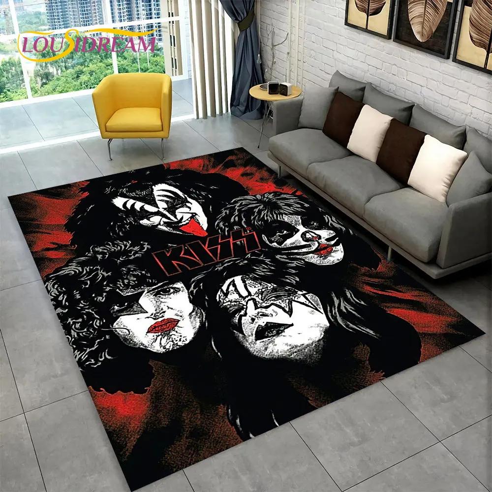 KISS Rock Band Retor Teppich, Teppich für Zuhause, Wohnzimmer, Schlafzimmer, Sofa, Fußmatte, Dekor, Küche, rutschfeste Bodenmatte Alfombra