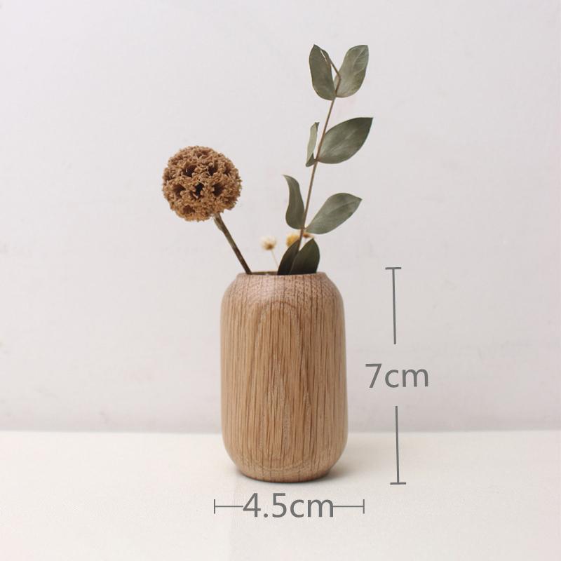 Minimalismus Holzvase für Pflanzen Retro Natürlich Massivholz Blumenvase Heim Büro Tisch Kunstvasen Arrangement Blumentopf