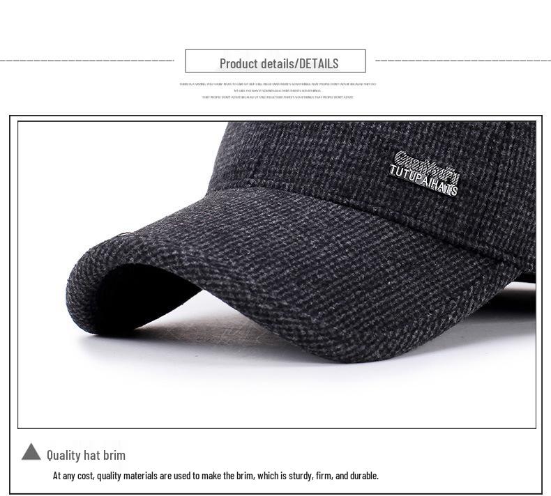 Gorra de Béisbol de Lana Cálida para Hombre Otoño/Invierno con Protección para las Orejas