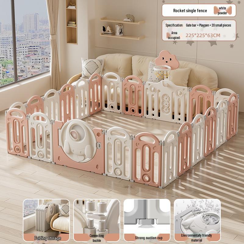 Stackable Baby Basketball Play Fence with Crawling Mat - Indoor Child Safety Solution for Living Room