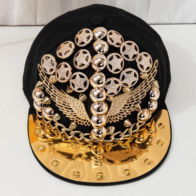 JYL TS DIY Rivet Baseball Cap Personality Decor Hip Hop Cap Cotton Fabric