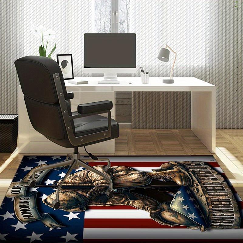Honoring Heroes Soldier Rug for Home Office  Military Tribute Carpet with American Flag  Memorial Day Gift Skid Resistant Carpet