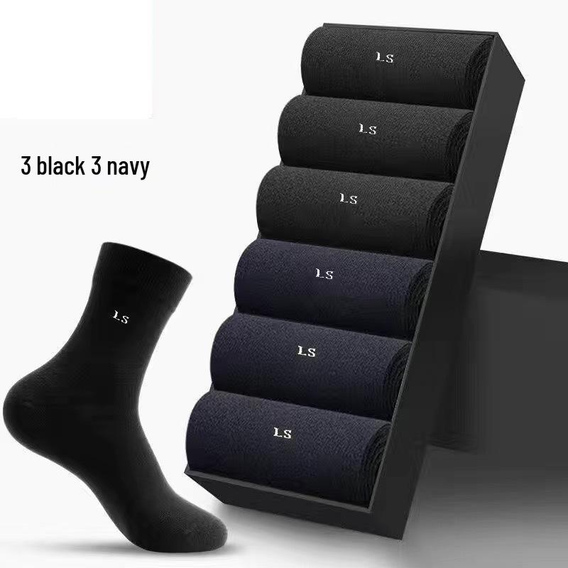 Men's Breathable Cotton Mid-Tube Socks, Sweat-Absorbent, Suitable for All Seasons, Business and Sports.