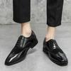 Men Retro Style Blok Shoes PU Pointed Black Brown Lace Up Business Fashion Carved Formal Shoes Social Shoes Size 38-48 Men Shoes