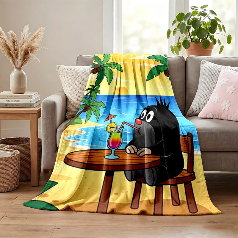 Cartoon Mole Blanket Flannel Blanket Soft Cozy Plush Throw for Sofa Bed Lightweight Home Decoration