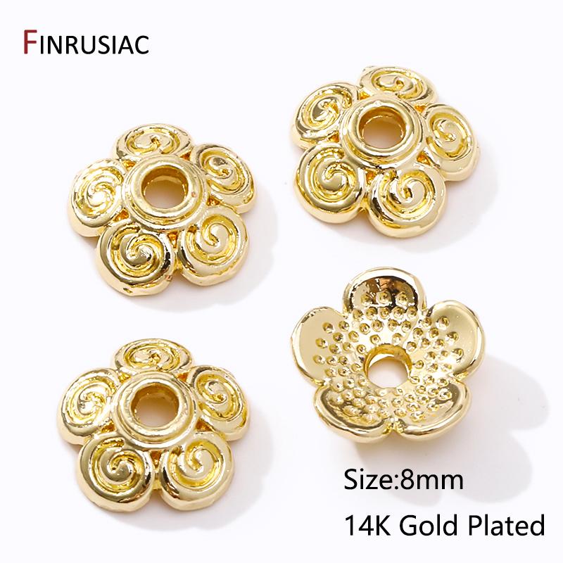 

14K/18K Gold Plated Brass Hollow Flower Petal End Beads Caps, Charms Bead Caps For Jewelry Making Accessories Wholesale 20 pieces
