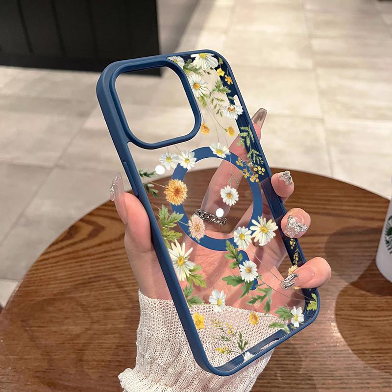 Fresh Small Floral For Magsafe Wireless Charging Phone Case for iPhone 17 16 15 14 13 12 11 Pro Max Plus Air 16E Magnetic Cover