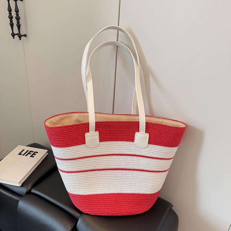 New Retro Tote Bag Women's Summer Straw Woven Bag Versatile Large-capacity Straw Hat Combination Set Trend
