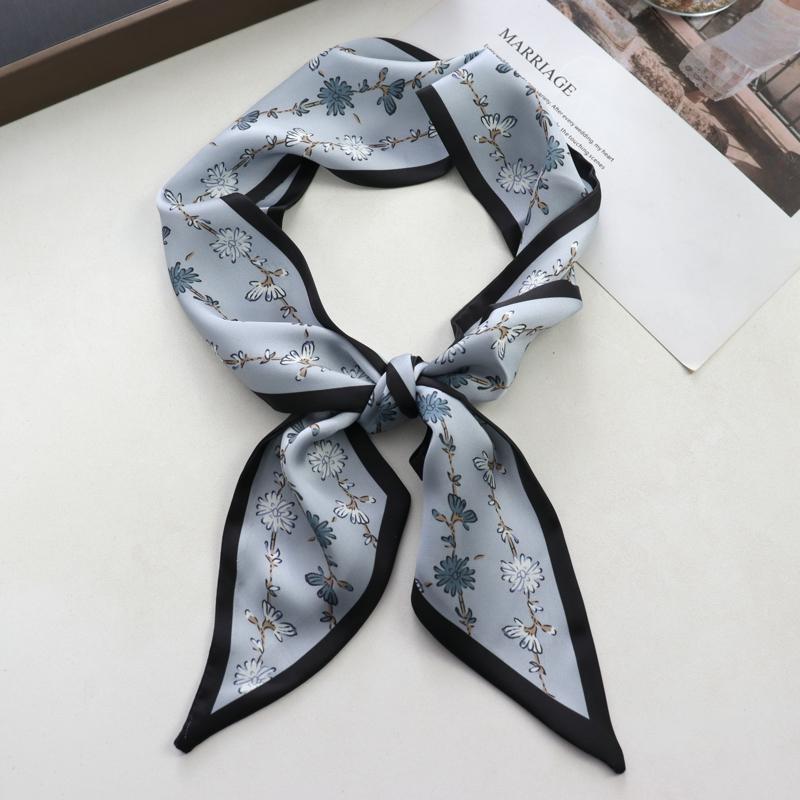 Sweet Strawberry Print Women Small Silk Scarf Handle Bag Ribbons Female Head Scarves Sharp Angle For Women  100*9cm